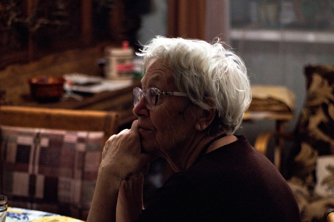 Elderly Danish woman portrait at home